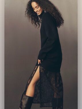 Anthropologie Sweater Lace Twofer Dress NWT!